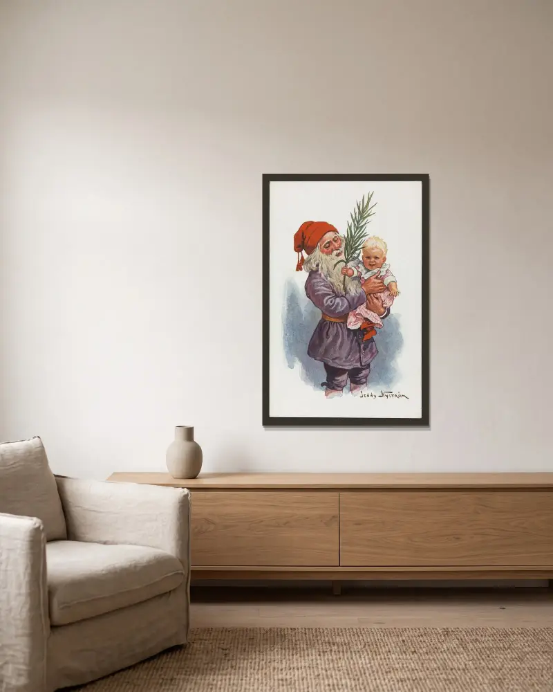 Weihnachtskarte – Nr. 10 von Jenny Nyström gerahmt an einer Wand