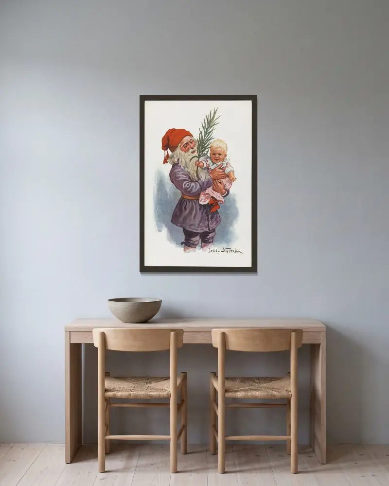 Weihnachtskarte – Nr. 10 von Jenny Nyström gerahmt an einer Wand