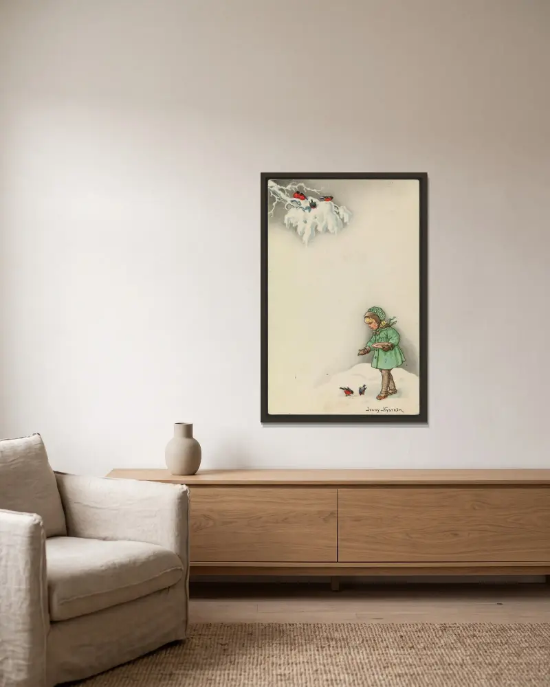 Weihnachtskarte – Nr. 11 von Jenny Nyström gerahmt an einer Wand