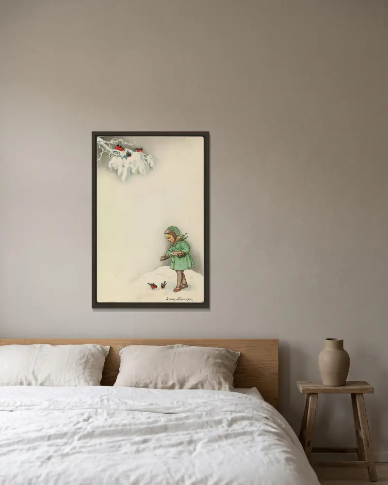Weihnachtskarte – Nr. 11 von Jenny Nyström gerahmt an einer Wand