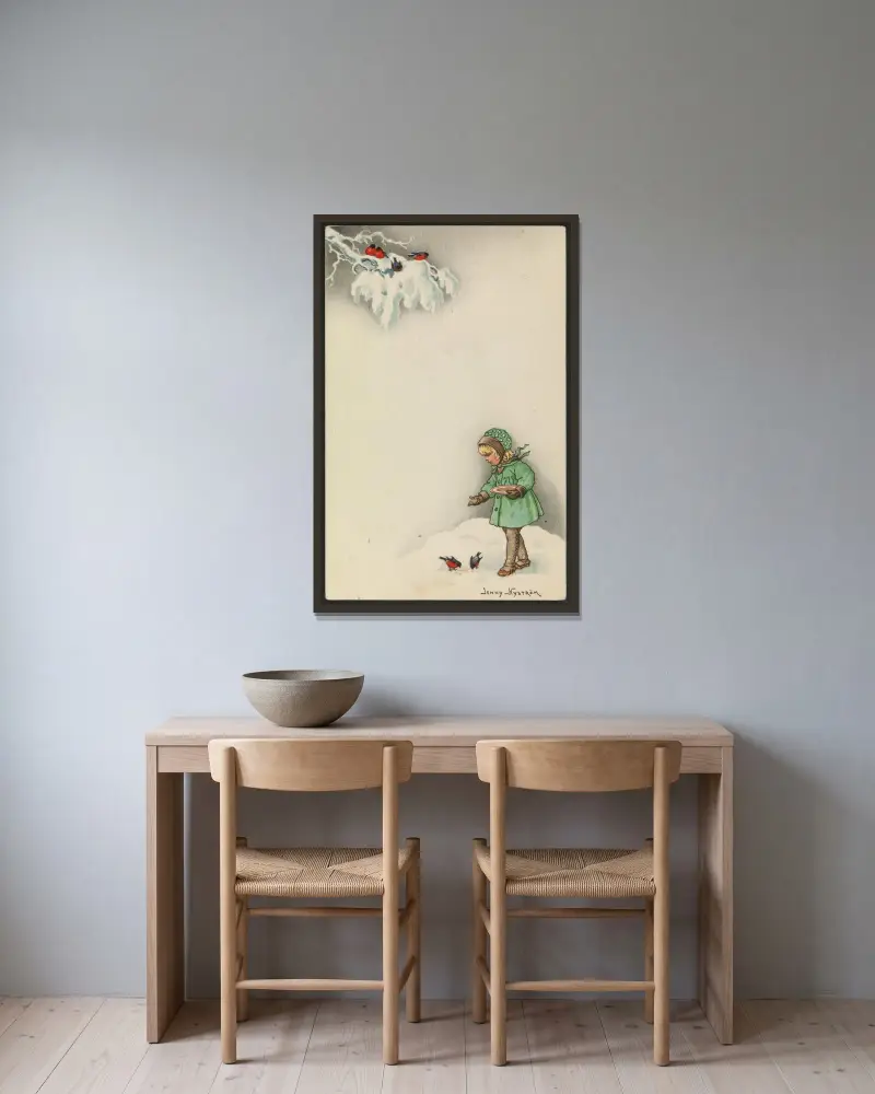 Weihnachtskarte – Nr. 11 von Jenny Nyström gerahmt an einer Wand