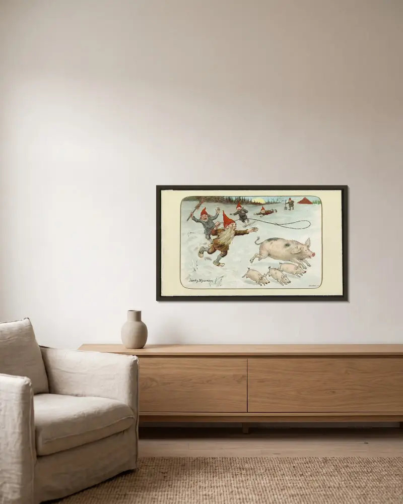 Weihnachtskarte – Nr. 13 von Jenny Nyström gerahmt an einer Wand
