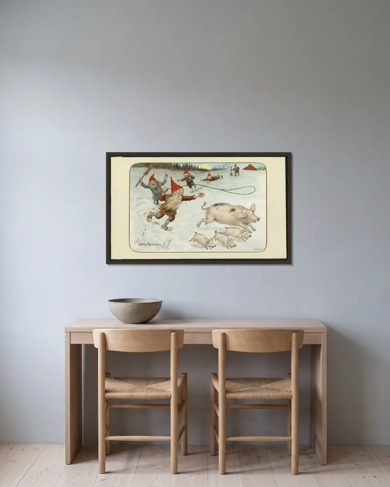 Weihnachtskarte – Nr. 13 von Jenny Nyström gerahmt an einer Wand