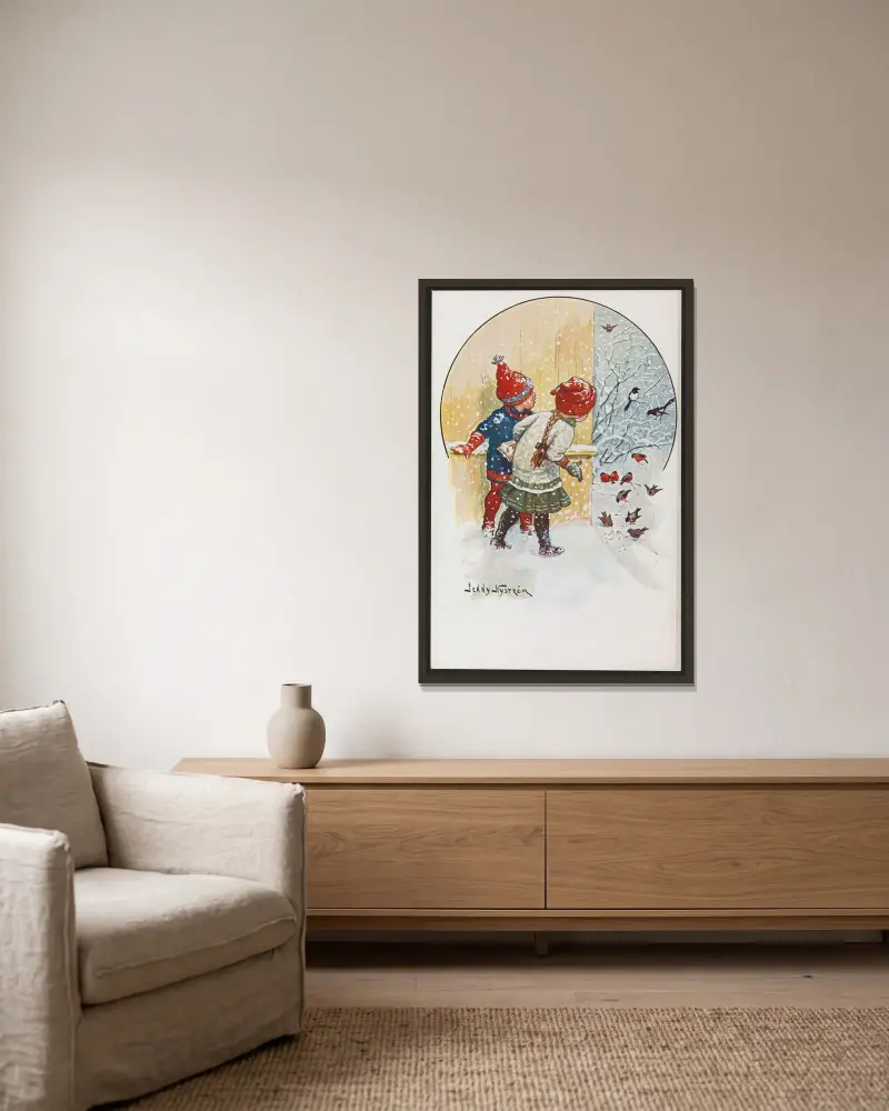 Christmas motif, Jenny Nyström v rámu na stěně