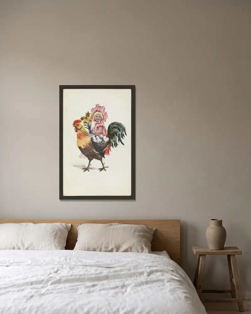 Easter card, Jenny Nyström v rámu na stěně