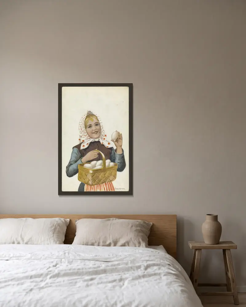 Easter card, Jenny Nyström v rámu na stěně
