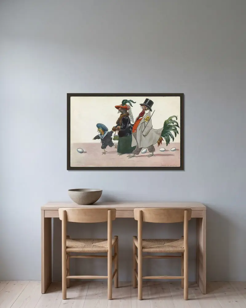 Easter card von Jenny Nyström gerahmt an einer Wand
