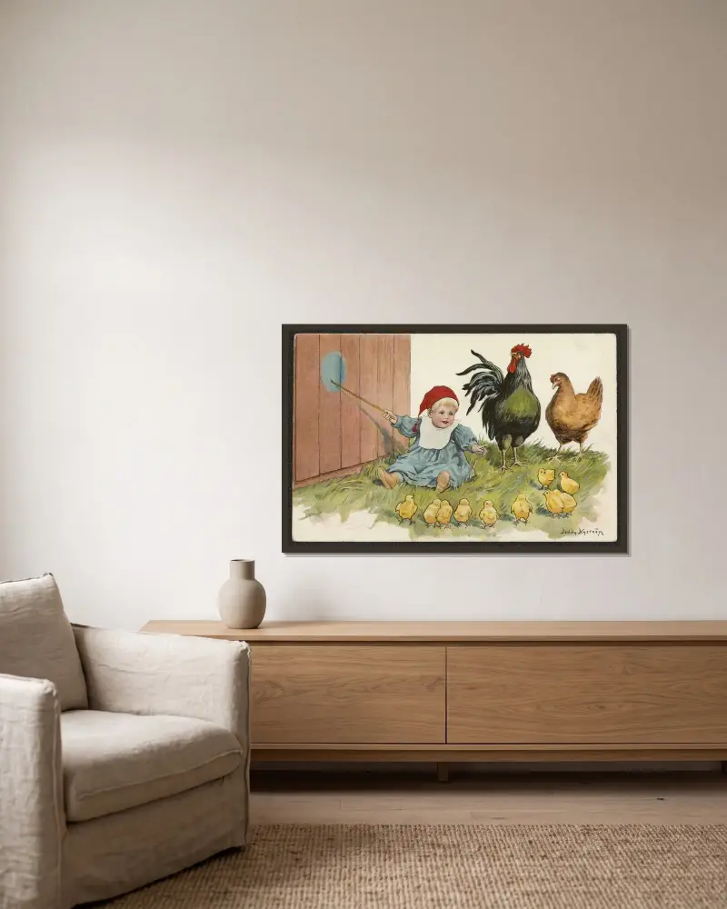 Osterkarte – Nr. 8 von Jenny Nyström gerahmt an einer Wand