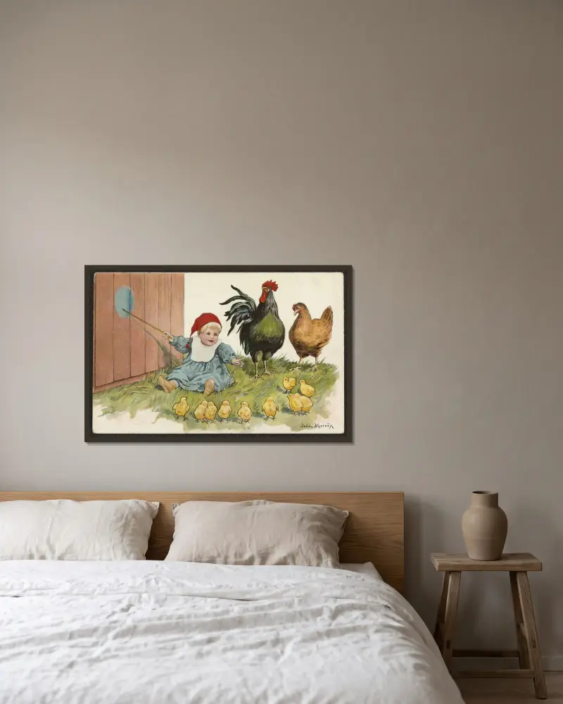 Osterkarte – Nr. 8 von Jenny Nyström gerahmt an einer Wand