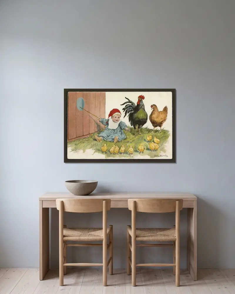 Osterkarte – Nr. 8 von Jenny Nyström gerahmt an einer Wand