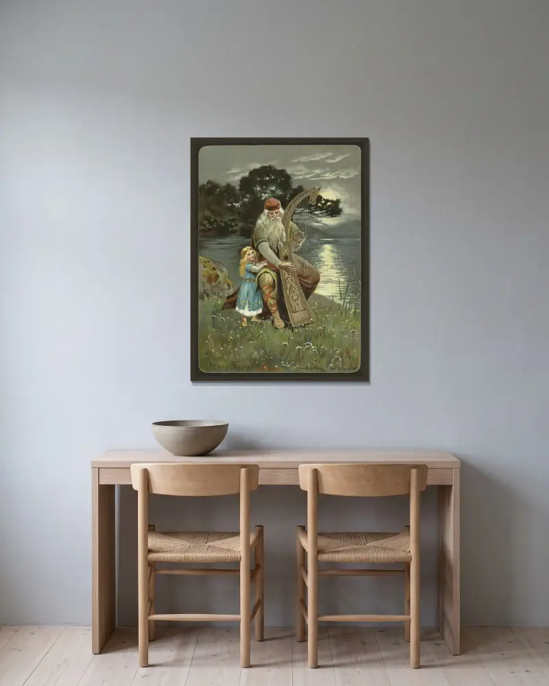 Überreichungskarte von Jenny Nyström gerahmt an einer Wand