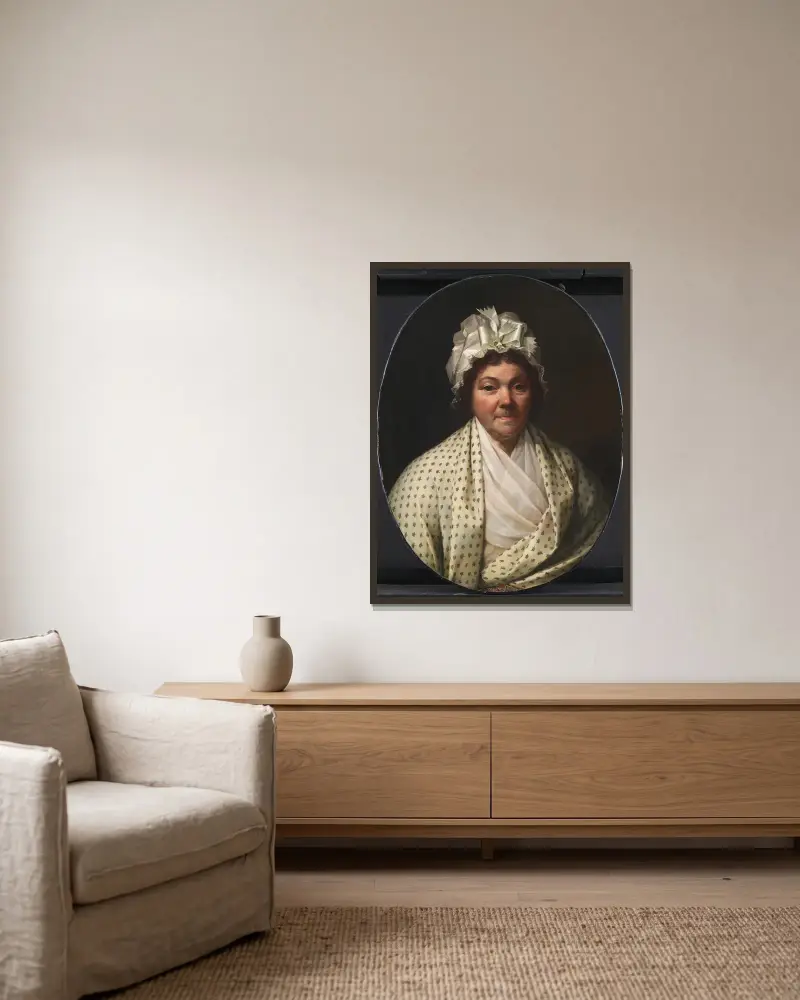 Cecilie Marie Elisabeth Schouw, geb. Bagge, Ehefrau von Poul Johan Schouw von Jens Juel gerahmt an einer Wand