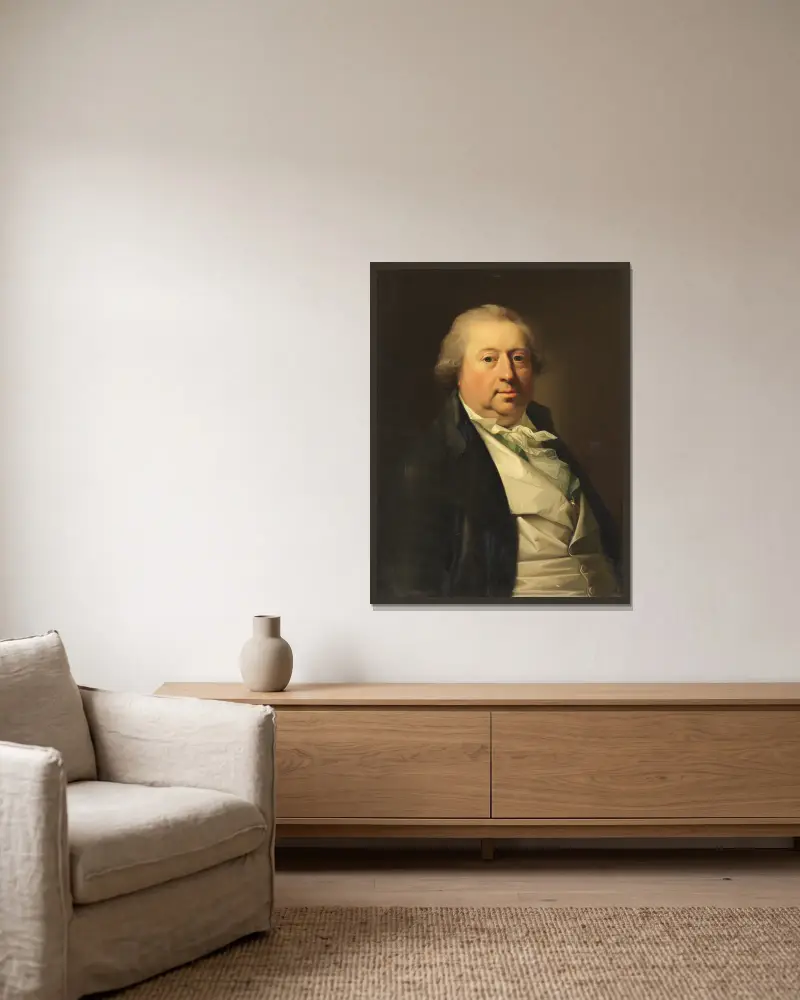 Johan Tobias Sergel, den svenske skulptören av Jens Juel inramad på en vägg