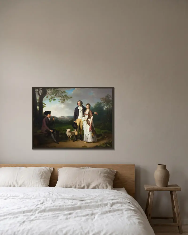 Niels Ryberg mit seinem Sohn Johan Christian und seiner Schwiegertochter Engelke, geborene Falbe von Jens Juel gerahmt an einer Wand