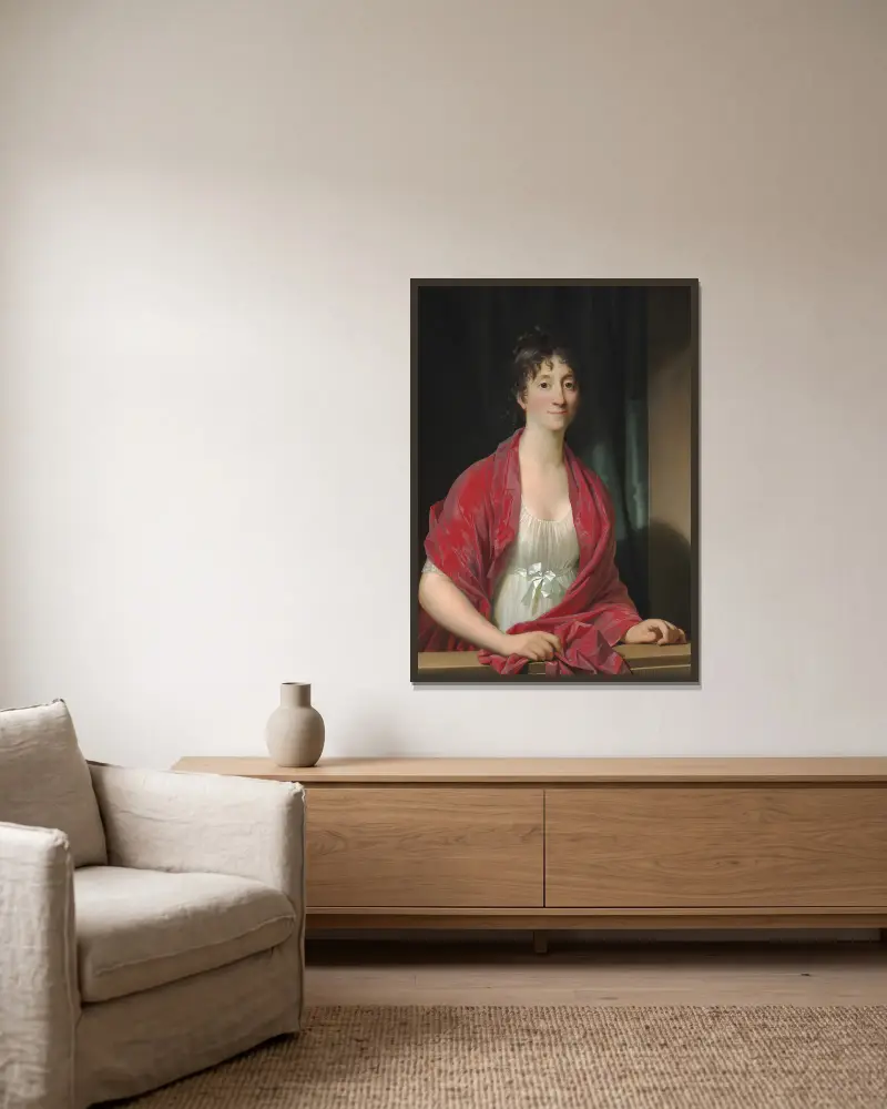 Portret Dorothei Elisabeth Hyllested, Jens Juel w ramie na ścianie