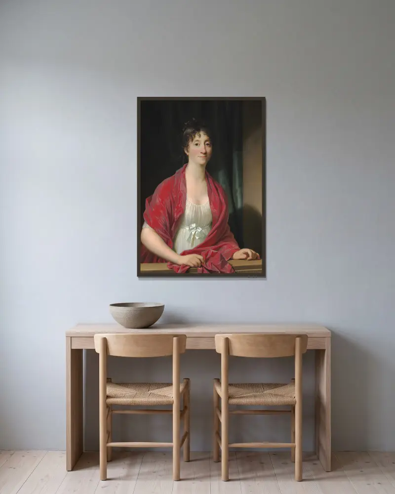 Portret Dorothei Elisabeth Hyllested, Jens Juel w ramie na ścianie