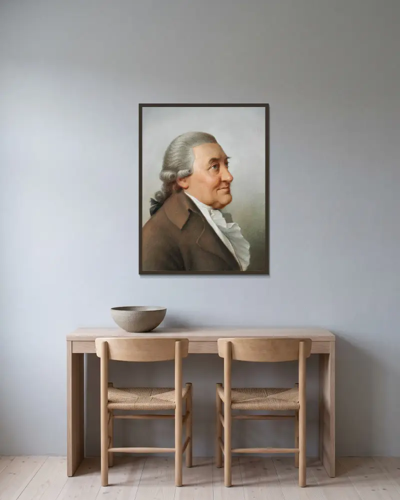 Porträtt av Niels Ryberg av Jens Juel inramad på en vägg