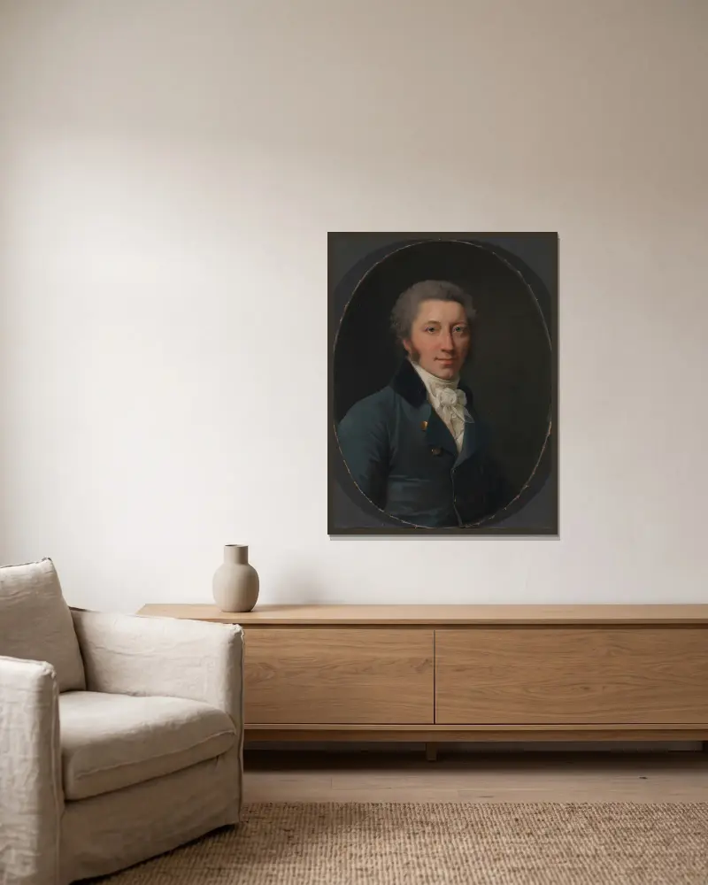 Portrait of a man av Jens Juel inramad på en vägg