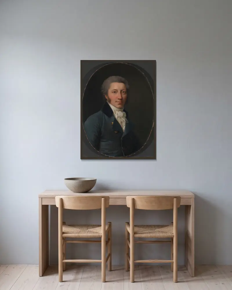Portrait of a man av Jens Juel inramad på en vägg
