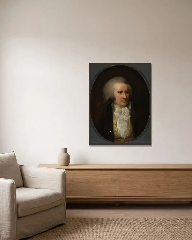Porträtt av Bernt Anker av Jens Juel inramad på en vägg