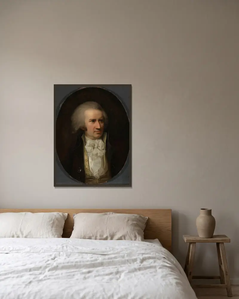 Porträtt av Bernt Anker av Jens Juel inramad på en vägg