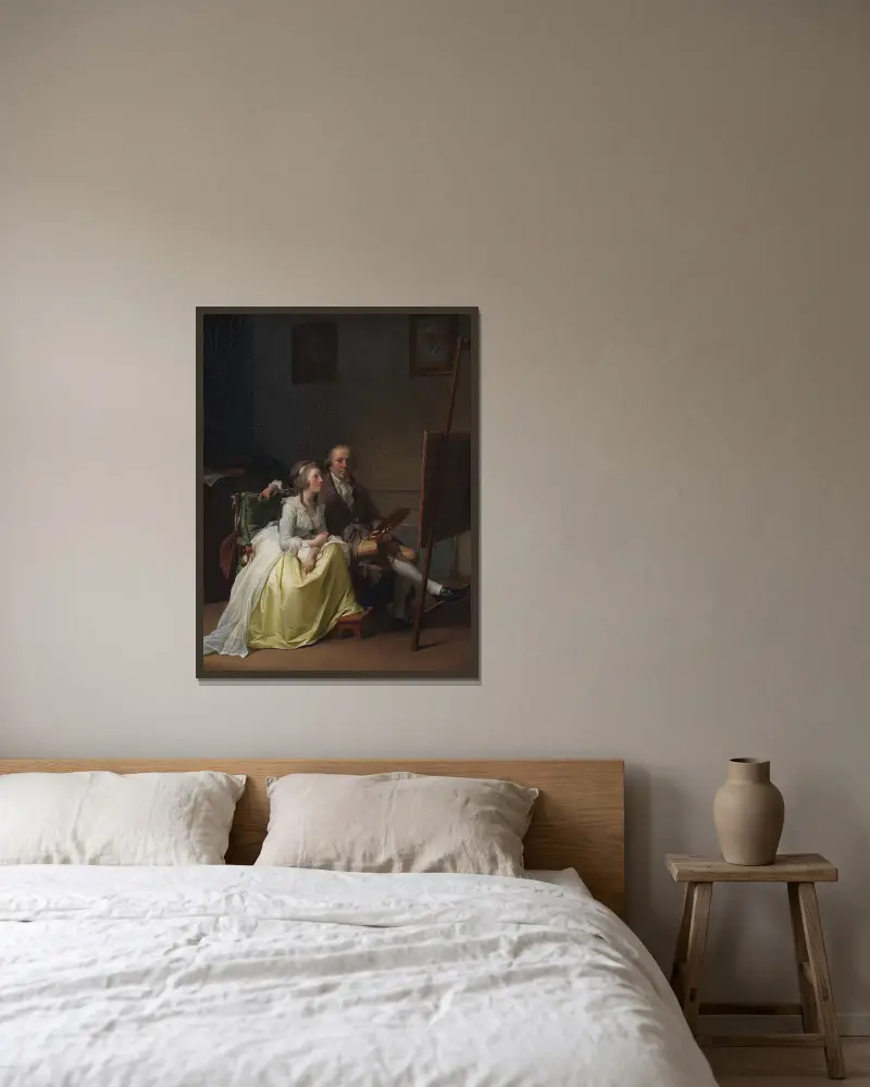 Konstnären och hans hustru Rosine, född Dørschel av Jens Juel inramad på en vägg