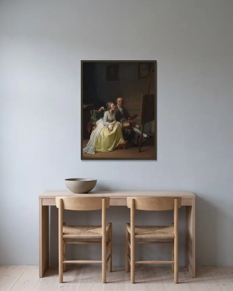 Konstnären och hans hustru Rosine, född Dørschel av Jens Juel inramad på en vägg