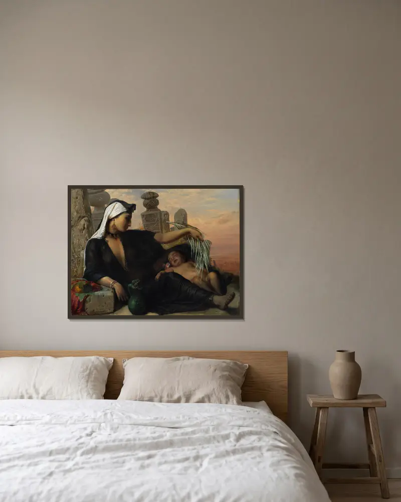 An Egyptian Fellah Woman with her Baby av Elisabeth Jerichau Baumann inramad på en vägg