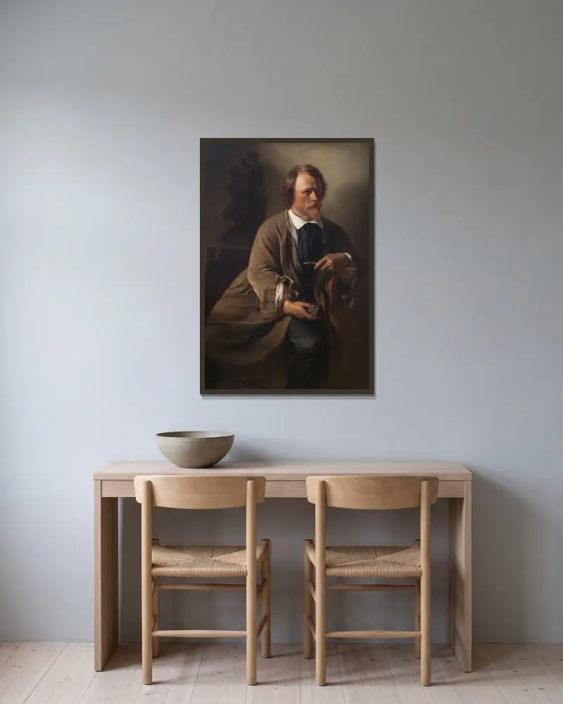 The Sculptor Jens Adolf Jerichau, the Artist’s Husband av Elisabeth Jerichau Baumann inramad på en vägg