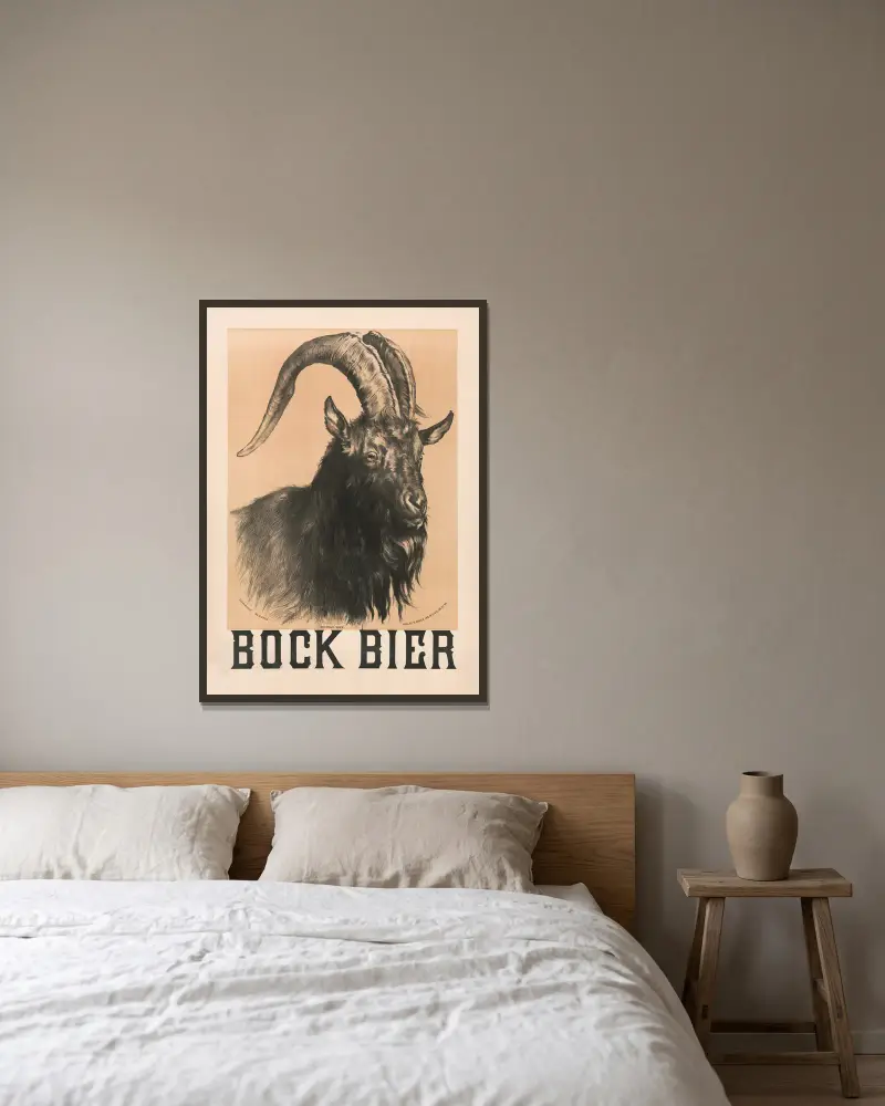 Bock Beer, mountain bock av Henry Jerome Schile inramad på en vägg