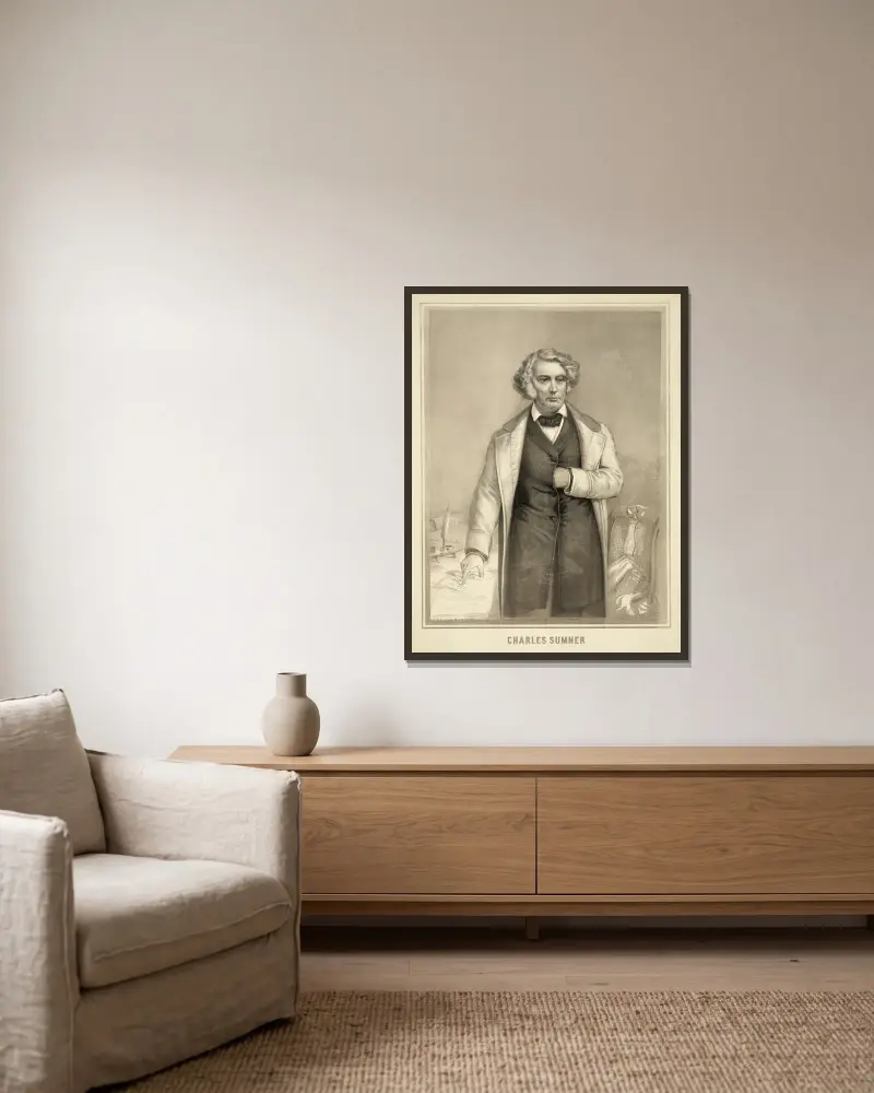 Charles Sumner av Henry Jerome Schile inramad på en vägg
