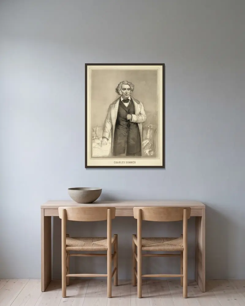 Charles Sumner av Henry Jerome Schile inramad på en vägg