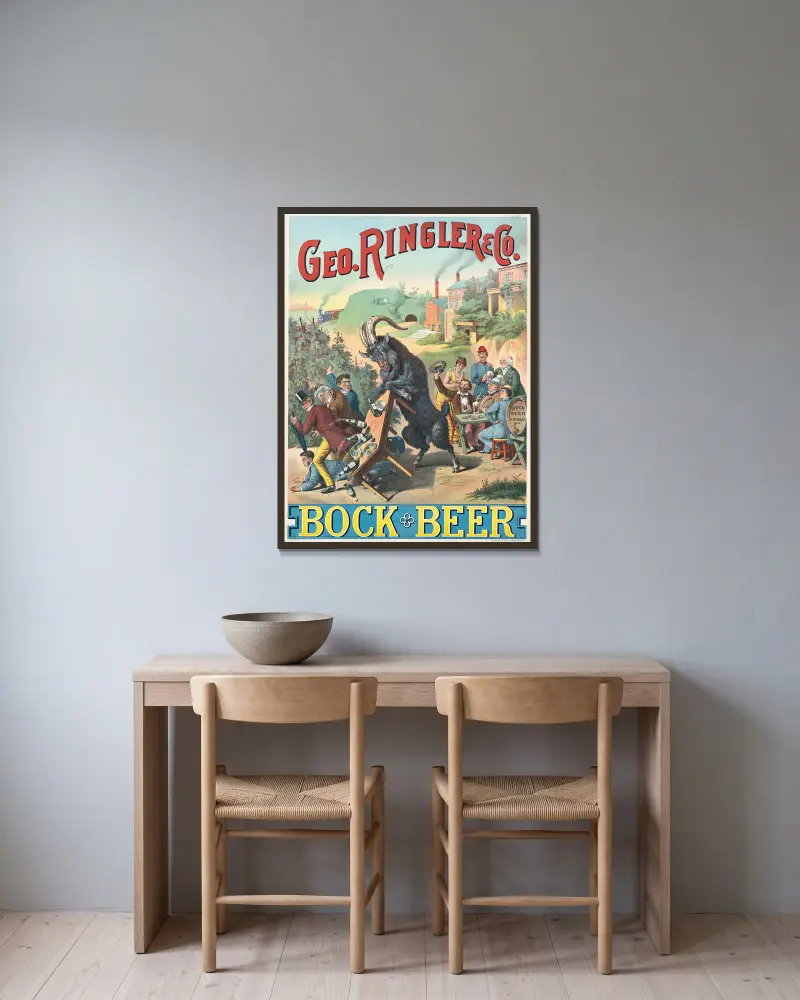 Geo. Ringler & Co., Bock Beer, Henry Jerome Schile v rámu na stěně