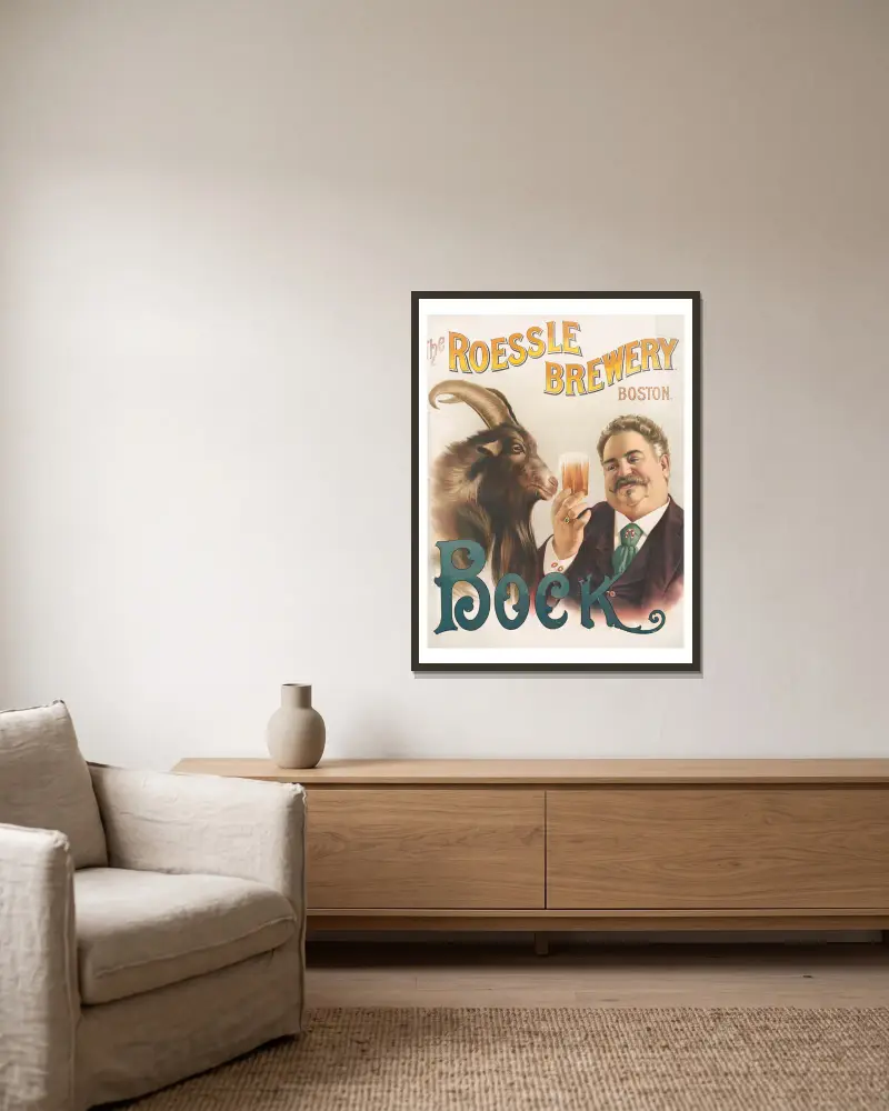 The Roessle Brewery Boston, Bock [sporting bock] von Henry Jerome Schile gerahmt an einer Wand