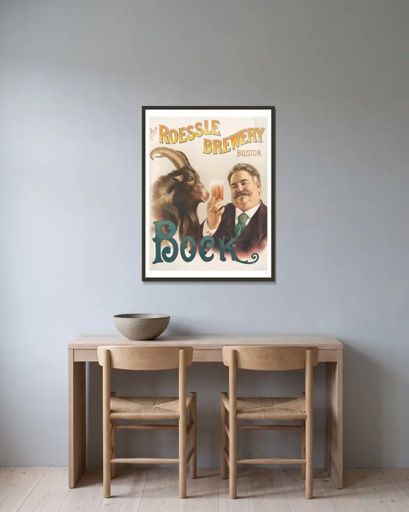 The Roessle Brewery Boston, Bock [sporting bock] von Henry Jerome Schile gerahmt an einer Wand