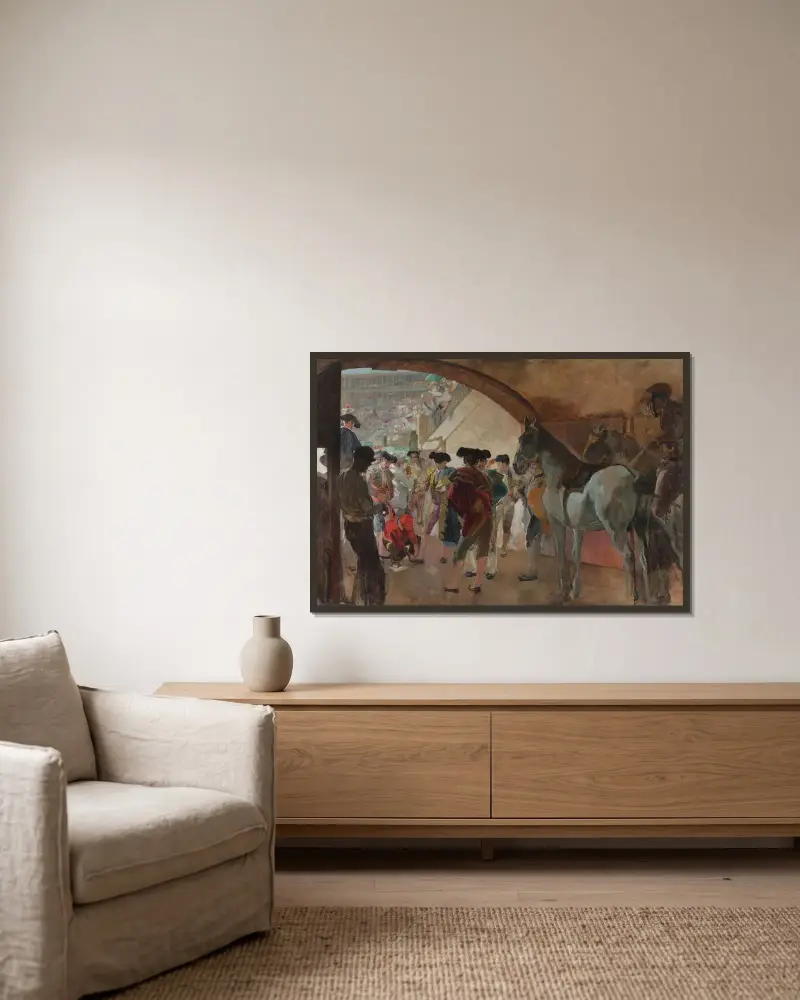 Przed walką byków, Joaquín Sorolla w ramie na ścianie