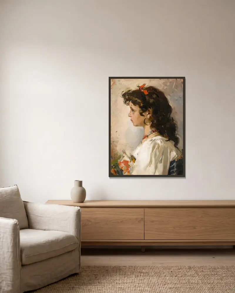 Italienischer Kopf von Joaquín Sorolla gerahmt an einer Wand