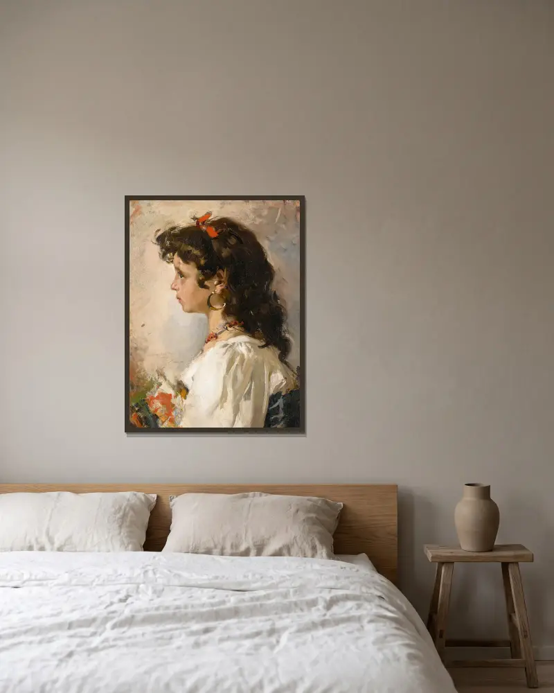 Italienischer Kopf von Joaquín Sorolla gerahmt an einer Wand
