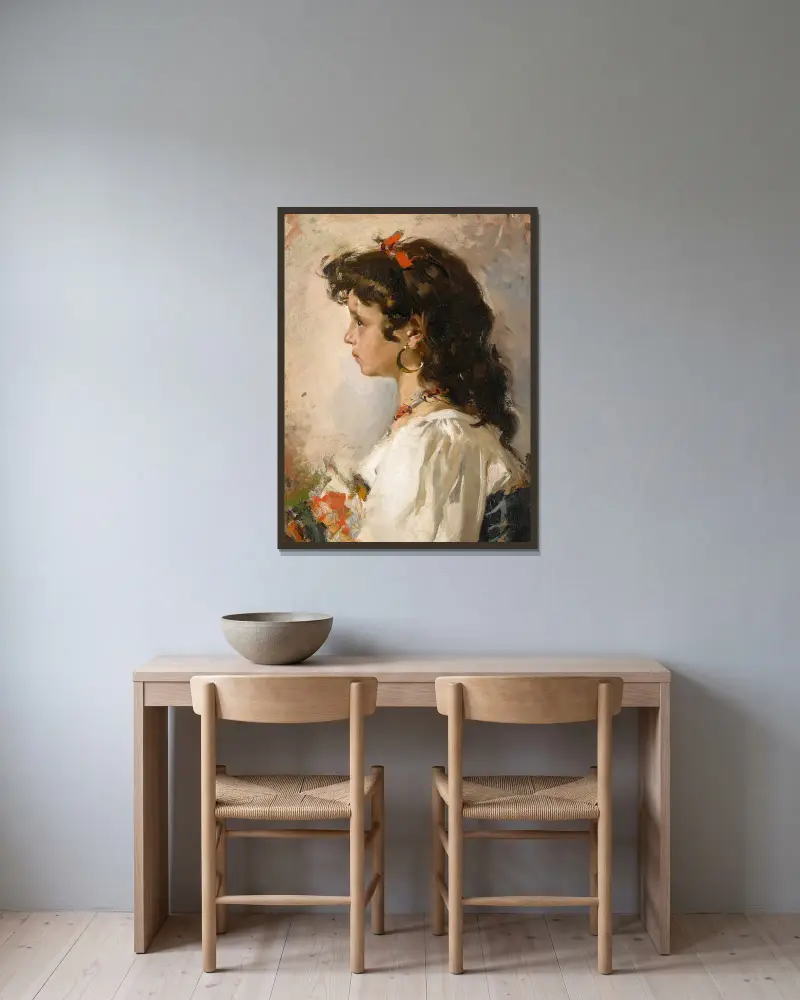 Italienischer Kopf von Joaquín Sorolla gerahmt an einer Wand