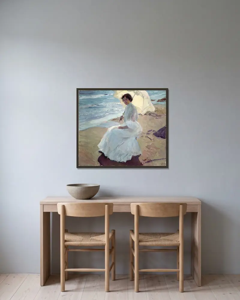 Clotilde na plaży, Joaquín Sorolla w ramie na ścianie