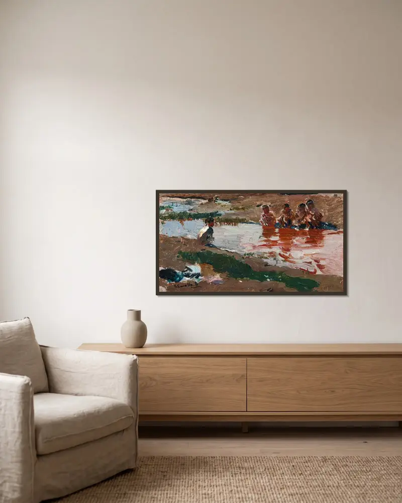 Nad rzeką, Joaquín Sorolla w ramie na ścianie