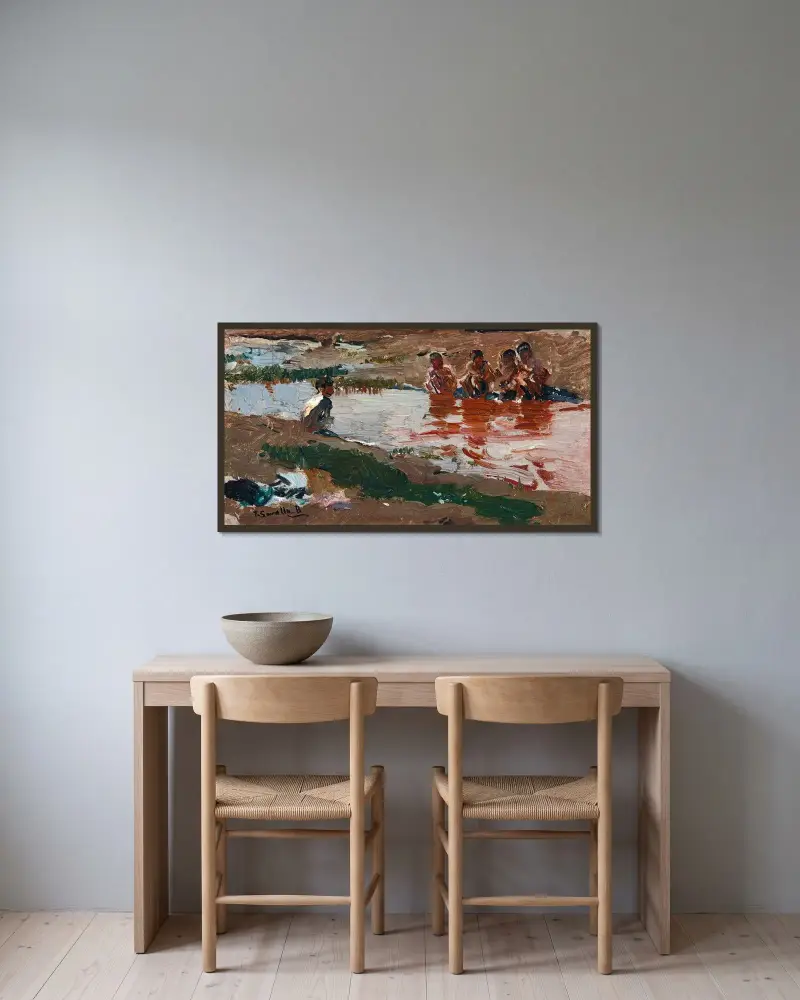Nad rzeką, Joaquín Sorolla w ramie na ścianie