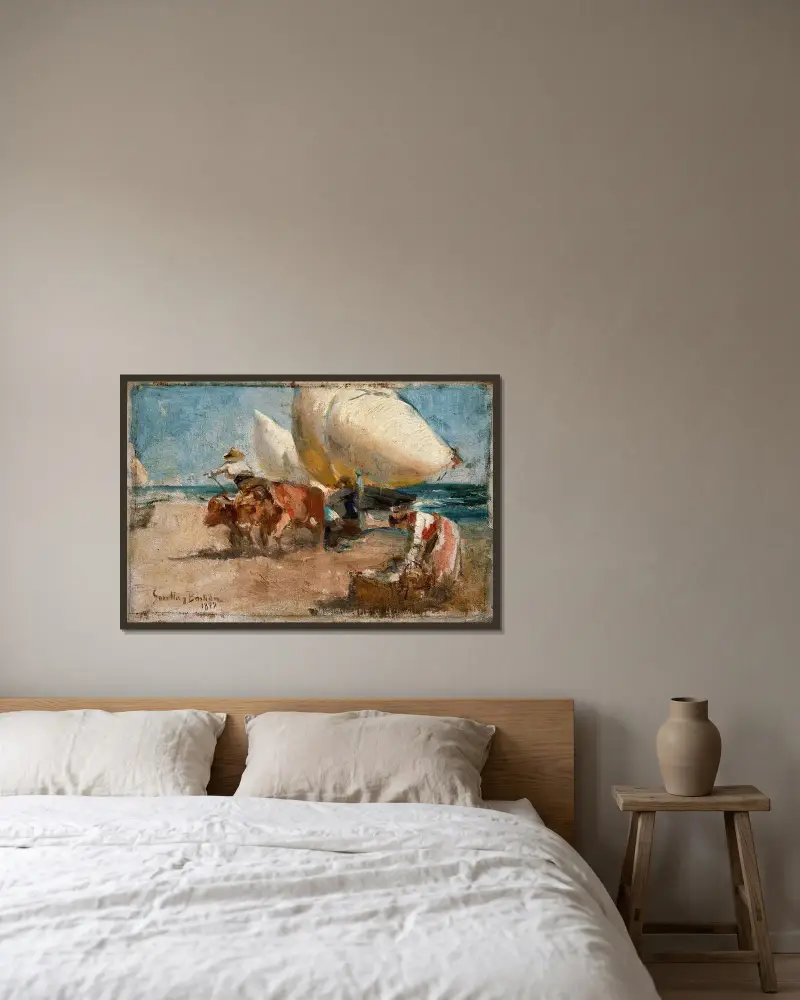 Scena plażowa, Joaquín Sorolla w ramie na ścianie