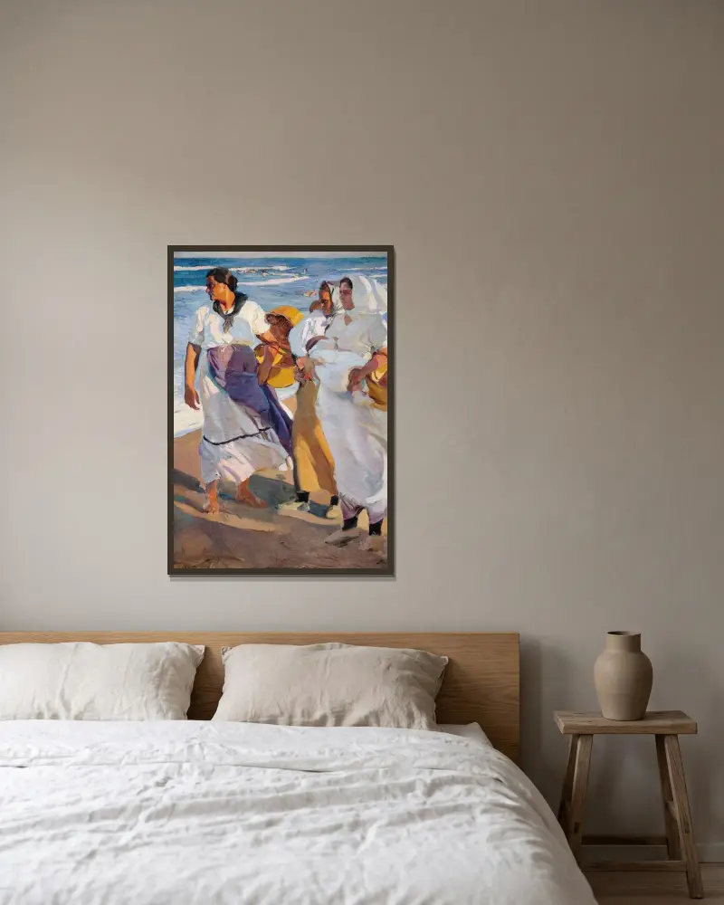 Fiskarkvinnor från Valencia av Joaquín Sorolla inramad på en vägg