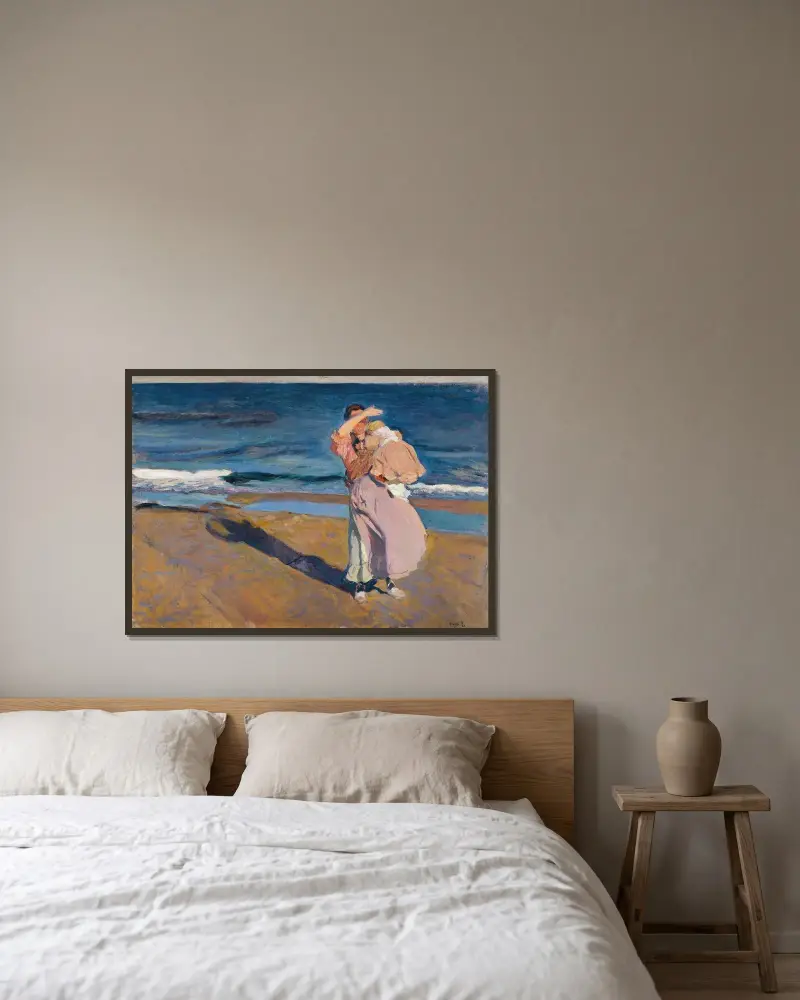 Rybaczka z synem, Joaquín Sorolla w ramie na ścianie