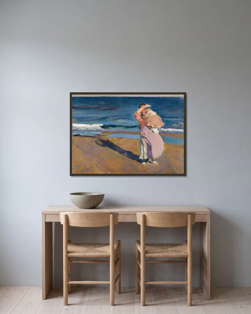Rybaczka z synem, Joaquín Sorolla w ramie na ścianie