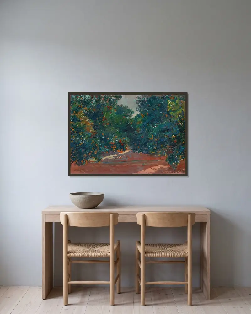 Pomerančovníky v Alciře, Joaquín Sorolla v rámu na stěně