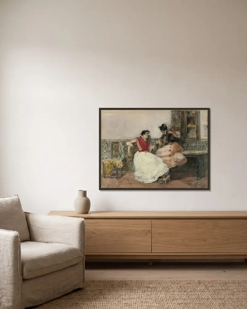 Gra na gitarze, Joaquín Sorolla w ramie na ścianie