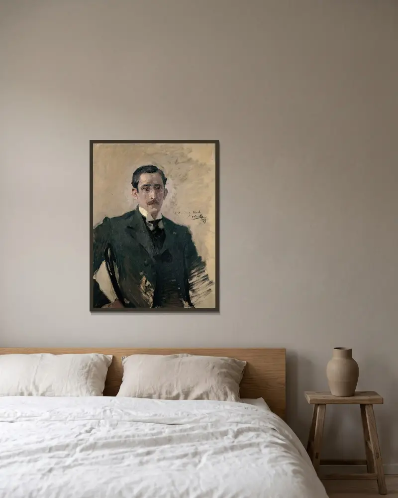Portrait – nr 1 av Joaquín Sorolla inramad på en vägg