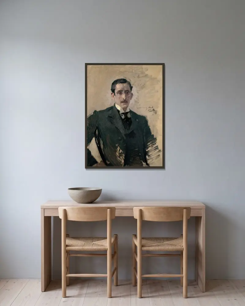 Portrait – nr 1 av Joaquín Sorolla inramad på en vägg